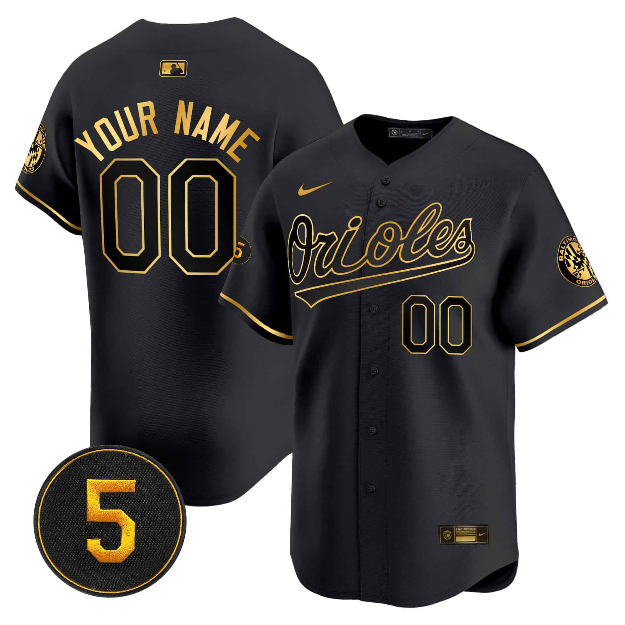 Men Baltimore Orioles Black 2024 Nike Robinson Patch Vapor Premier Limited Custom MLB Jersey style 1->customized mlb jersey->Custom Jersey